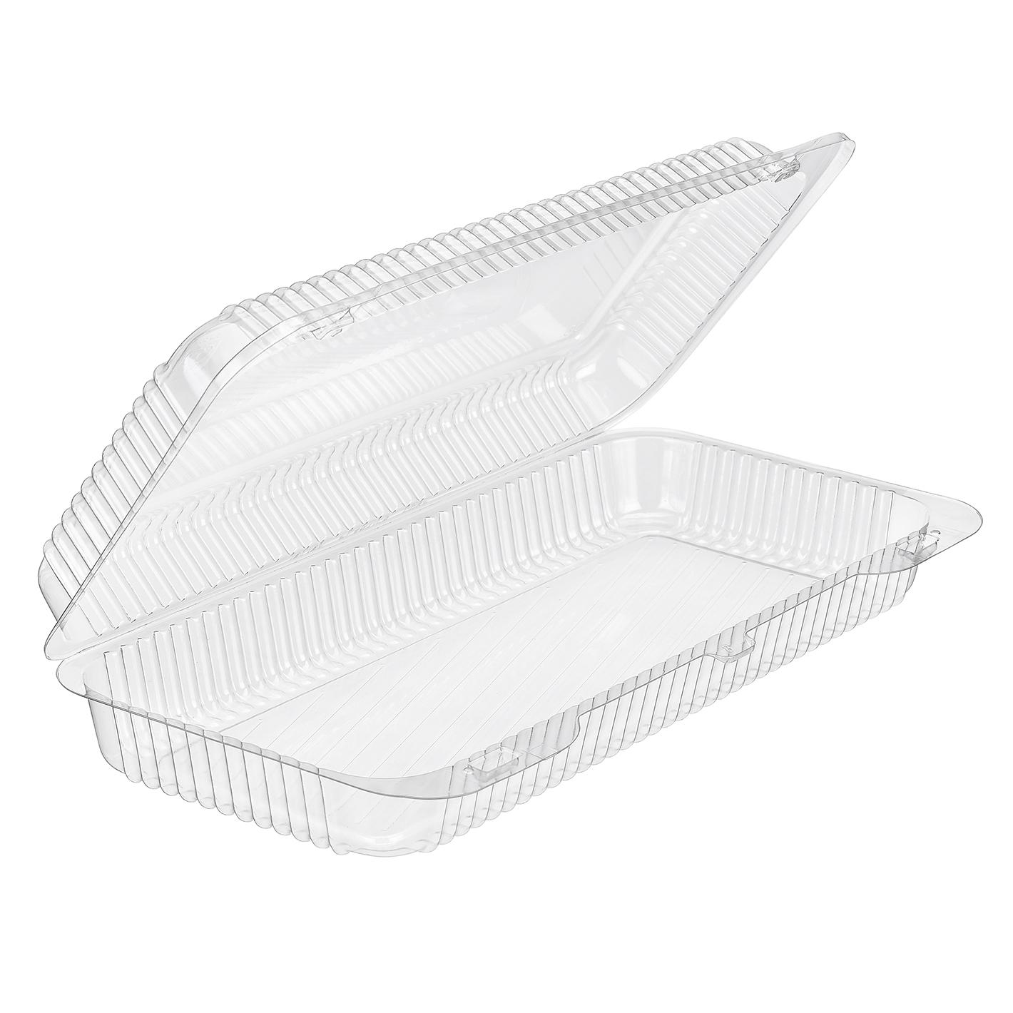Essentials Danish Dessert Container Hinged With Dome Lid 90 OZ RPET Clear Rectangle Bar Lock 200/Case