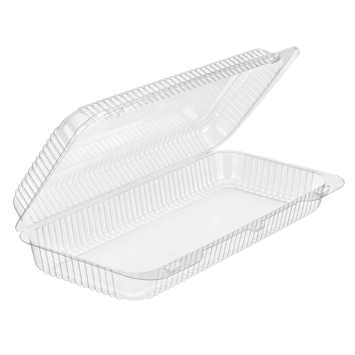 Essentials Danish Dessert Container Hinged With Dome Lid 90 OZ RPET Clear Rectangle Bar Lock 200/Case