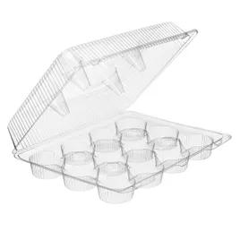 Essentials SureLock Cupcake Hinged Container With Dome Lid 8X4.5 IN 12 Compartment RPET Clear Rectangle 100/Case