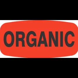 Organic Label 0.625X1.25 IN Black Fluorescent Red Short Oval 1000 Count/Roll 50 Rolls/Case 50000 Count/Case