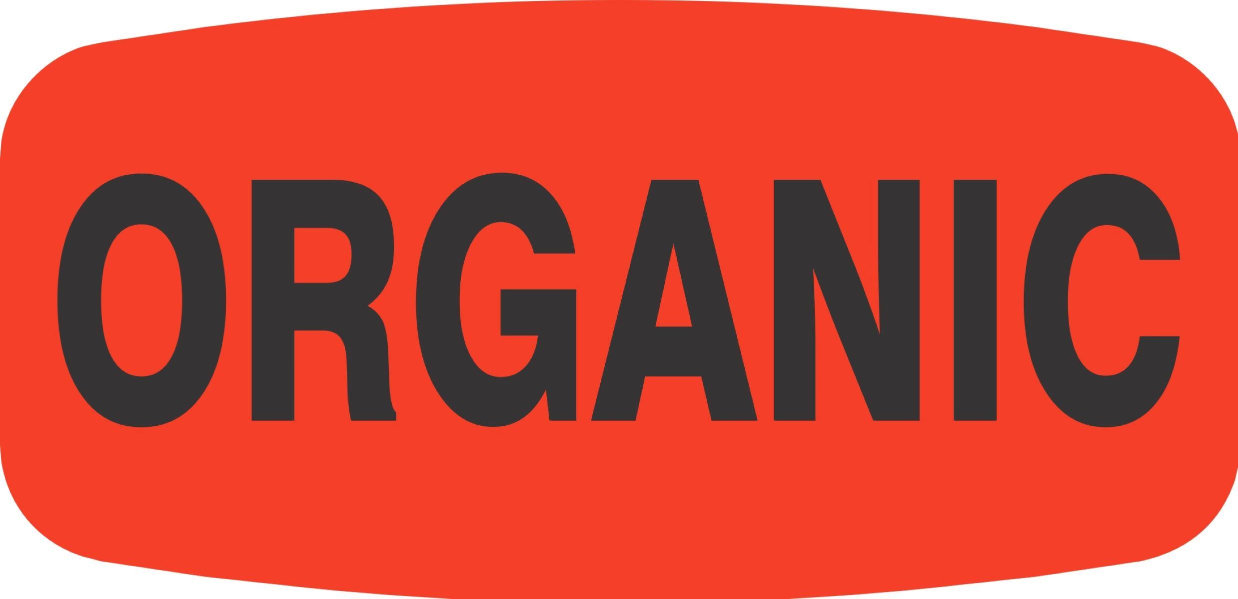 Organic Label 0.625X1.25 IN Black Fluorescent Red Short Oval 1000 Count/Roll 50 Rolls/Case 50000 Count/Case