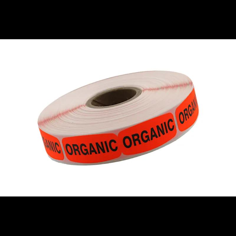 Organic Label 0.625X1.25 IN Black Fluorescent Red Short Oval 1000 Count/Roll 50 Rolls/Case 50000 Count/Case
