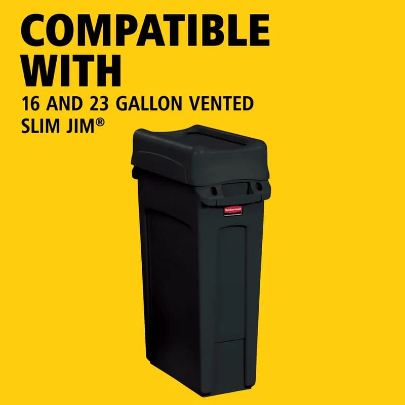 Slim Jim® Swing Lid 20.5X11.68X5 IN Black Rectangle Resin Slim 1/Each