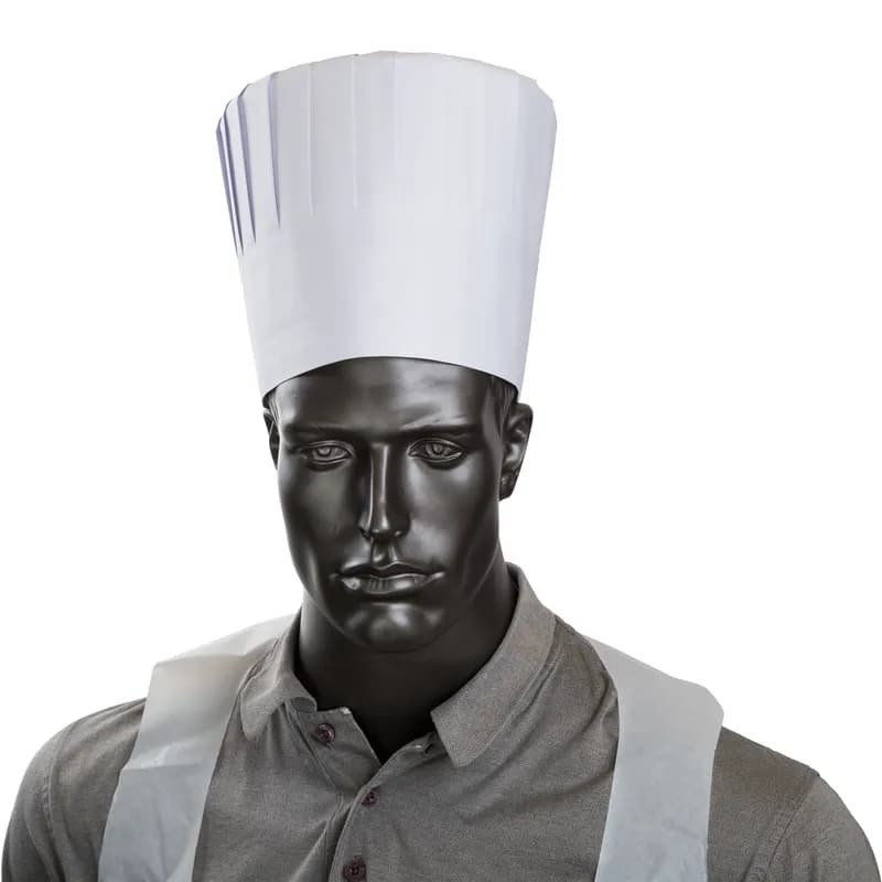 Chef Hat 7 IN White Paper Pleated Comfort Band 28 Count/Pack 1 Packs/Case 28 Count/Case