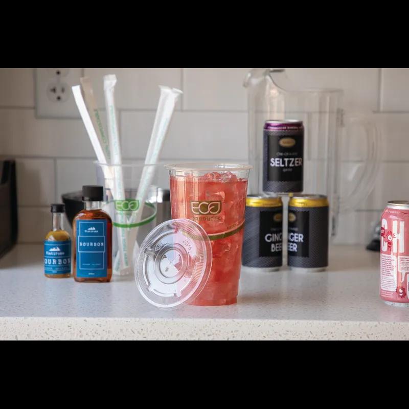 GreenStripe® Lid Flat PLA Translucent For 28-32 OZ Cold Cup 600/Case