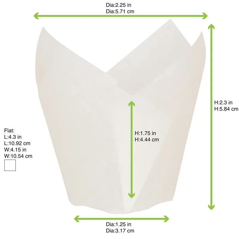 Baking Cup 1.25 OZ 1.2X1.2 IN Silicone White Tulip 100 Count/Pack 10 Packs/Case 1000 Count/Case