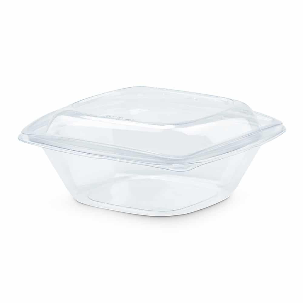 The BOTTLEBOX ® Salad Bowl & Lid Combo 32 OZ RPET Clear Square 300/Case