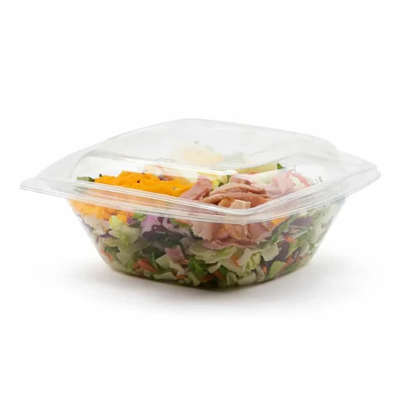 The BOTTLEBOX ® Salad Bowl & Lid Combo 32 OZ RPET Clear Square 300/Case