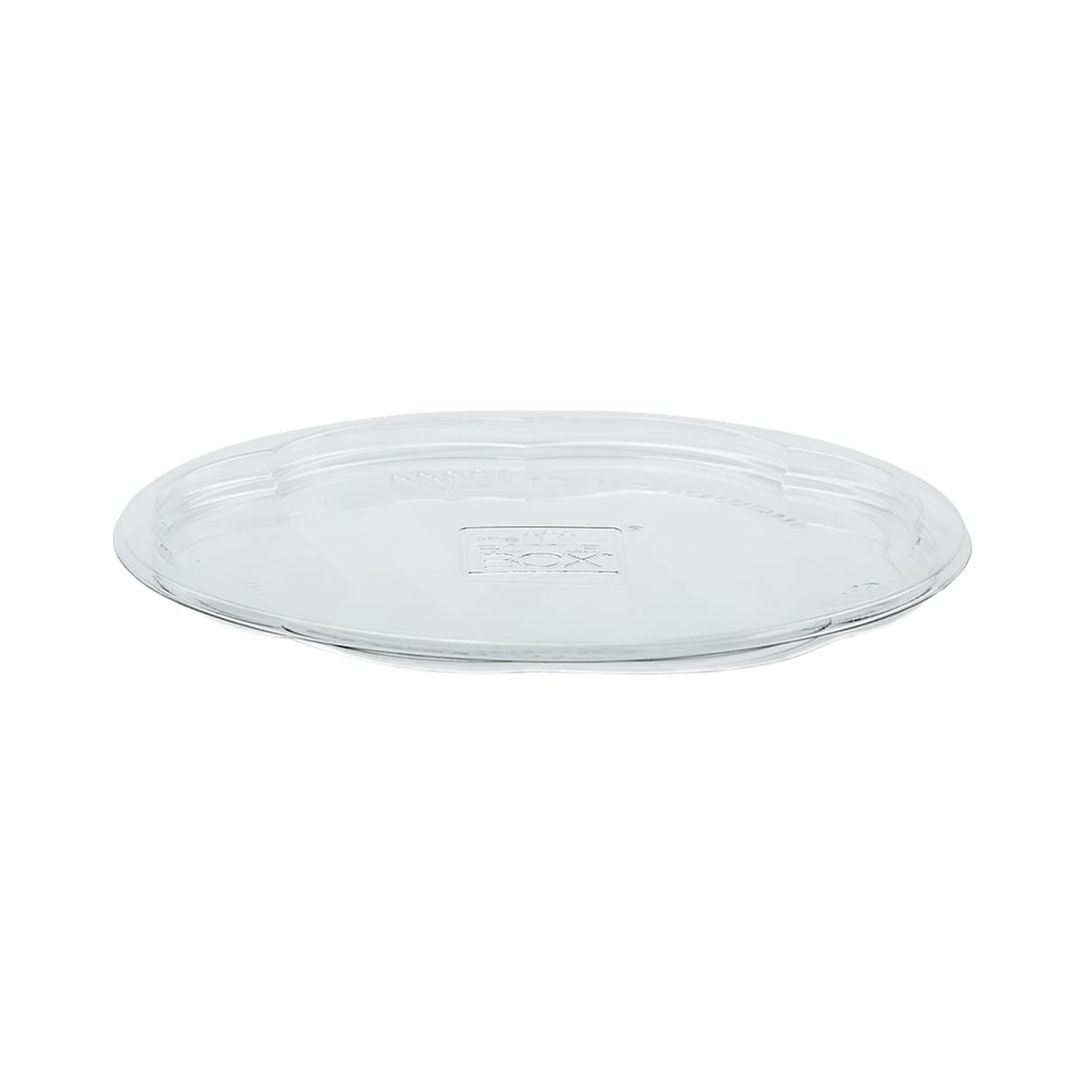 The BOTTLEBOX ® Rose Bowl Lid Flat 6.8X0.75 IN 1 Compartment RPET Clear Round For 24-48 OZ Bowl Unhinged 300/Case