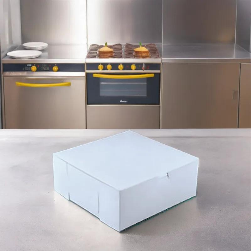 Easy Lock Charlotte Cake Box 5.5X5.5X4 IN SUS Paperboard CRB White Square Lock Corner 1-Piece 250/Bundle