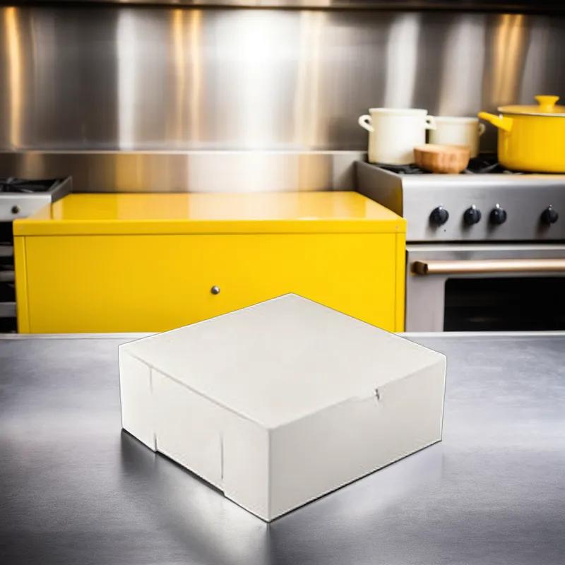 Easy Lock Charlotte Cake Box 5.5X5.5X4 IN SUS Paperboard CRB White Square Lock Corner 1-Piece 250/Bundle