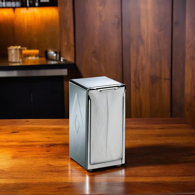 Napkin Dispenser 8X4.50X4.50 IN Chrome Stainless Steel Tall Fold 1/Each