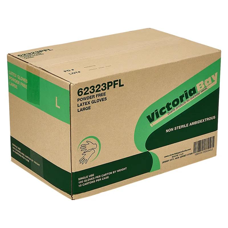 Victoria Bay General Purpose Gloves Large (LG) Ivory Latex Disposable Powder-Free 100 Count/Pack 10 Packs/Case