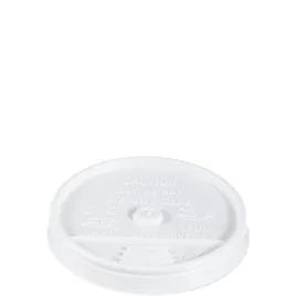 Dart® Lid Flat 3.9X0.6 IN HIPS White For 12-24 OZ Hot Cup Sip Through 100 Count/Pack 10 Packs/Case 1000 Count/Case