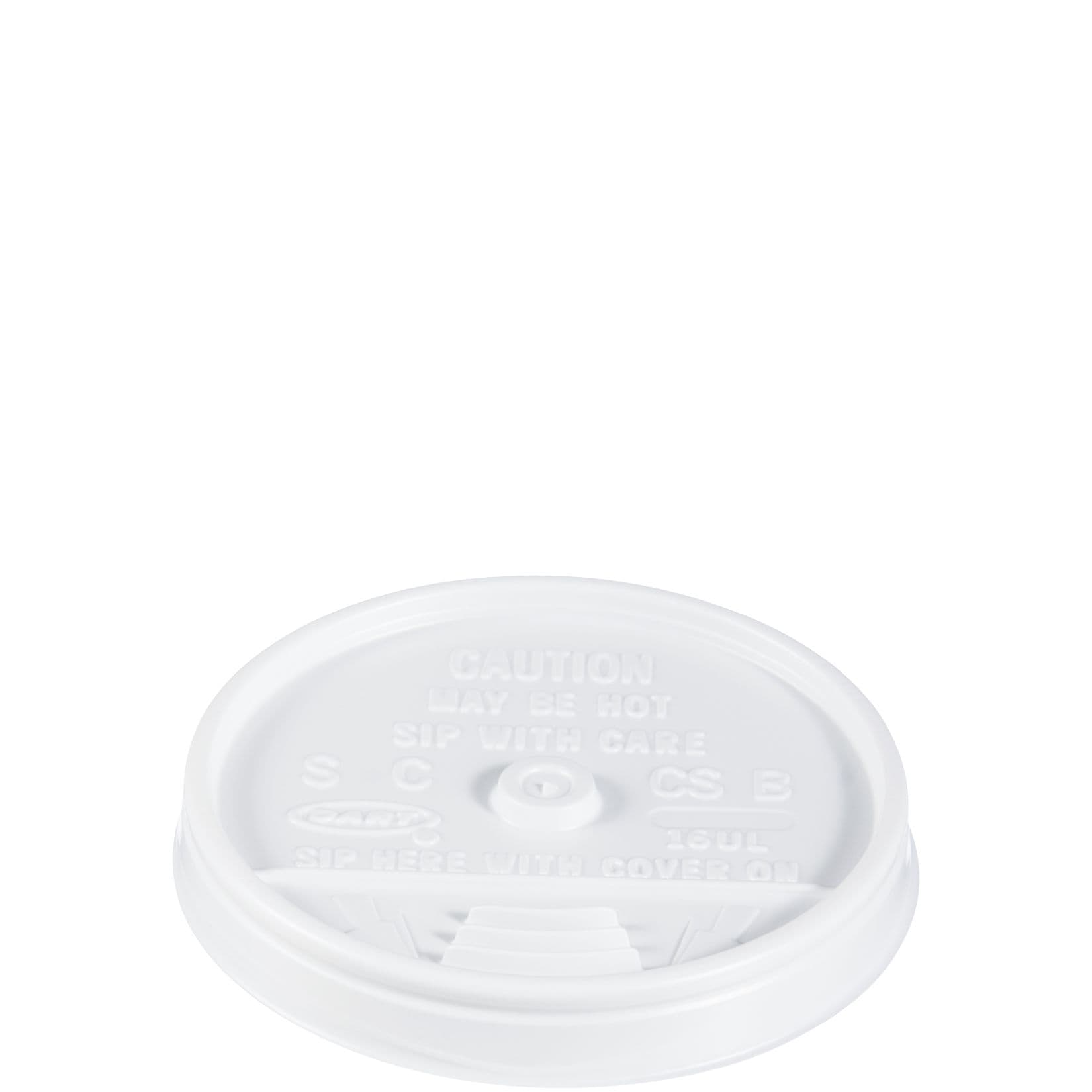 Dart® Lid Flat 3.9X0.6 IN HIPS White For 12-24 OZ Hot Cup Sip Through 100 Count/Pack 10 Packs/Case 1000 Count/Case