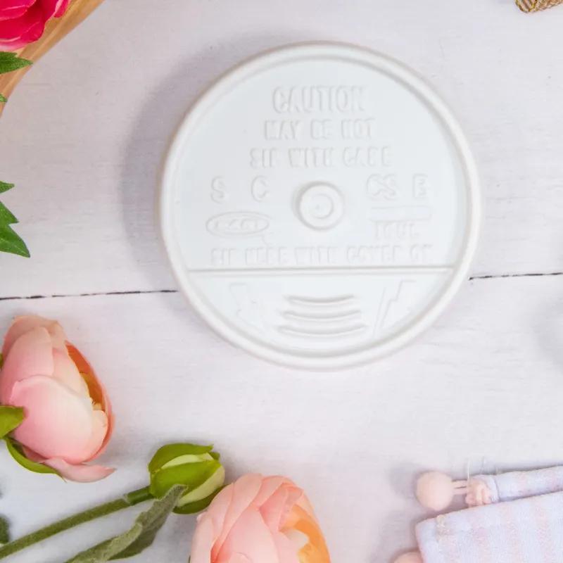 Dart® Lid Flat 3.9X0.6 IN HIPS White For 12-24 OZ Hot Cup Sip Through 100 Count/Pack 10 Packs/Case 1000 Count/Case