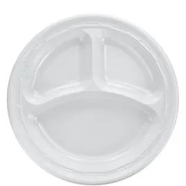 Dart® Famous Service® Plate 10.25X10.25 IN 3 Compartment PS White Round 125 Count/Pack 4 Packs/Case 500 Count/Case