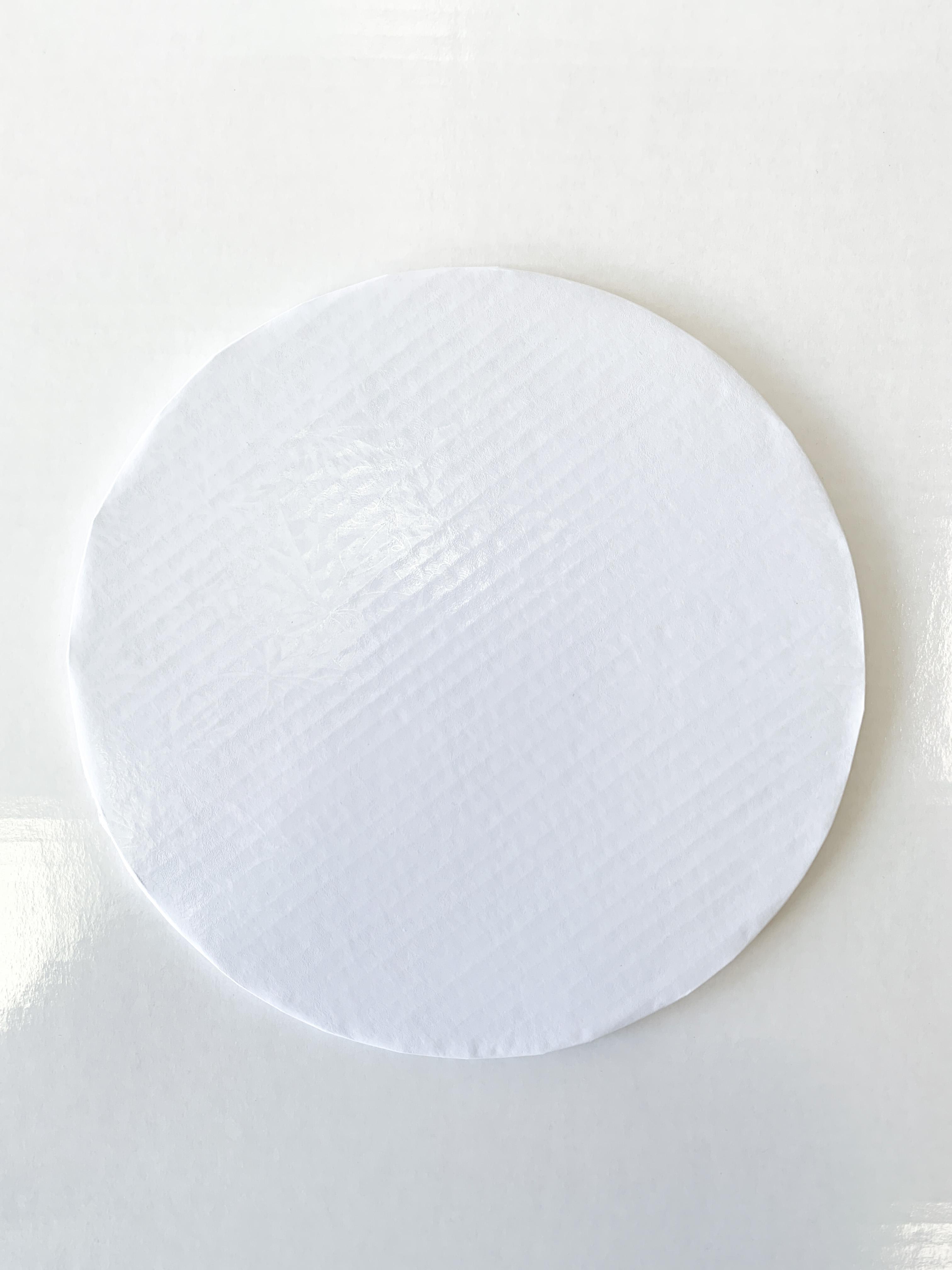 Cake Board 8X0.5 IN Paperboard White Round Embossed 12/Case