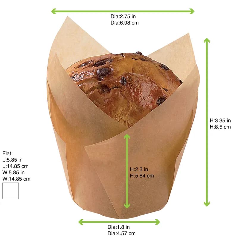 Baking Cup 3 OZ 1.8 IN Silicone Brown Tulip 100 Count/Pack 10 Packs/Case 1000 Count/Case