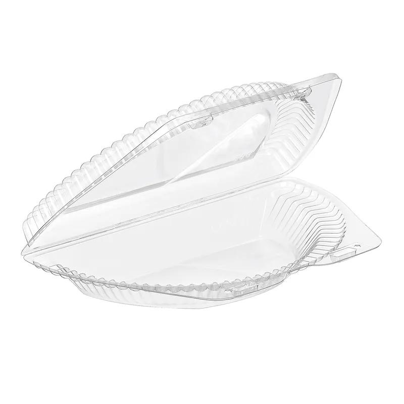 Essentials SureLock Half Pie Hinged Container With Dome Lid 8X4.07X2.25 IN RPET Clear 250/Case