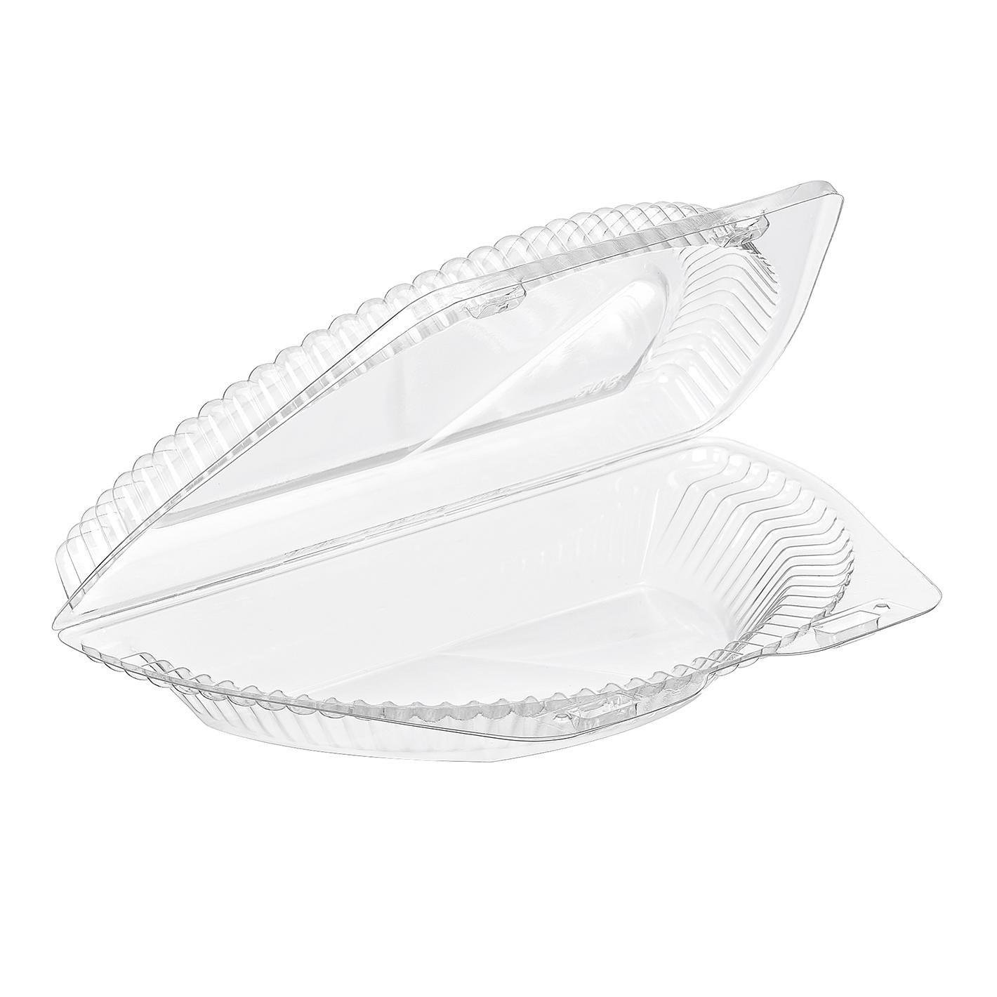 Essentials SureLock Half Pie Hinged Container With Dome Lid 8X4.07X2.25 IN RPET Clear 250/Case