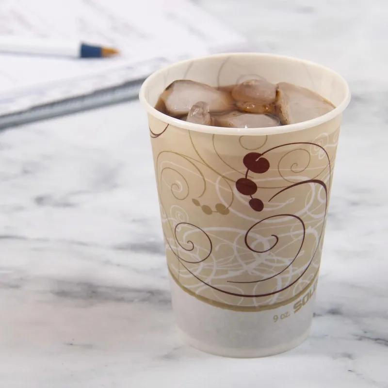 Solo® Cup 9 OZ Wax Coated Paper Multicolor Symphony® Stock Print 100 Count/Pack 20 Packs/Case 2000 Count/Case