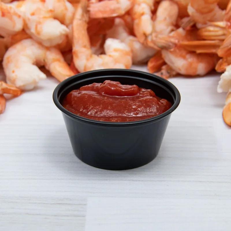 Dart® Conex Complements® Souffle & Portion Cup 2 OZ PP Black Round 125 Count/Pack 20 Packs/Case 2500 Count/Case