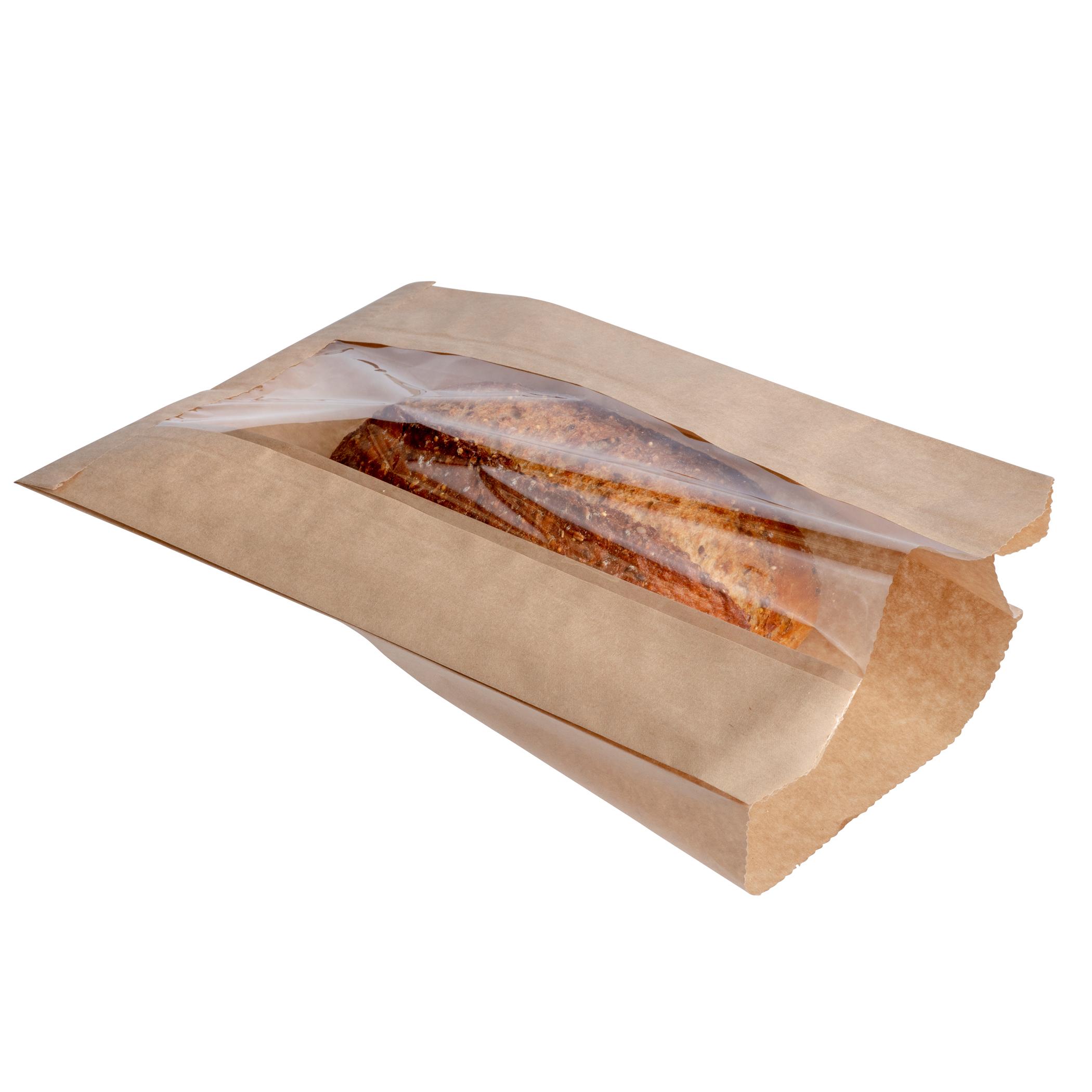 Bread Bag 8.5X4.5X14 IN Paper Natural Plain Panel With Window 1000/Case