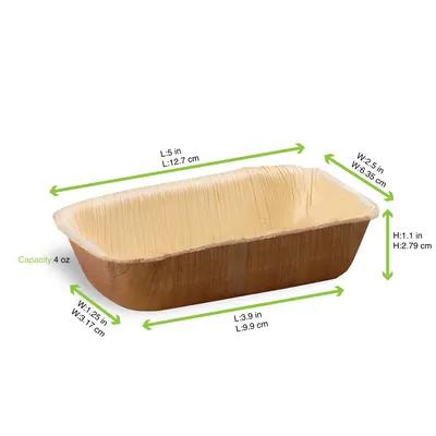 Plate 5X2.5X1.1 IN Palm Leaf Natural Rectangle 50 Count/Pack 4 Packs/Case 200 Count/Case