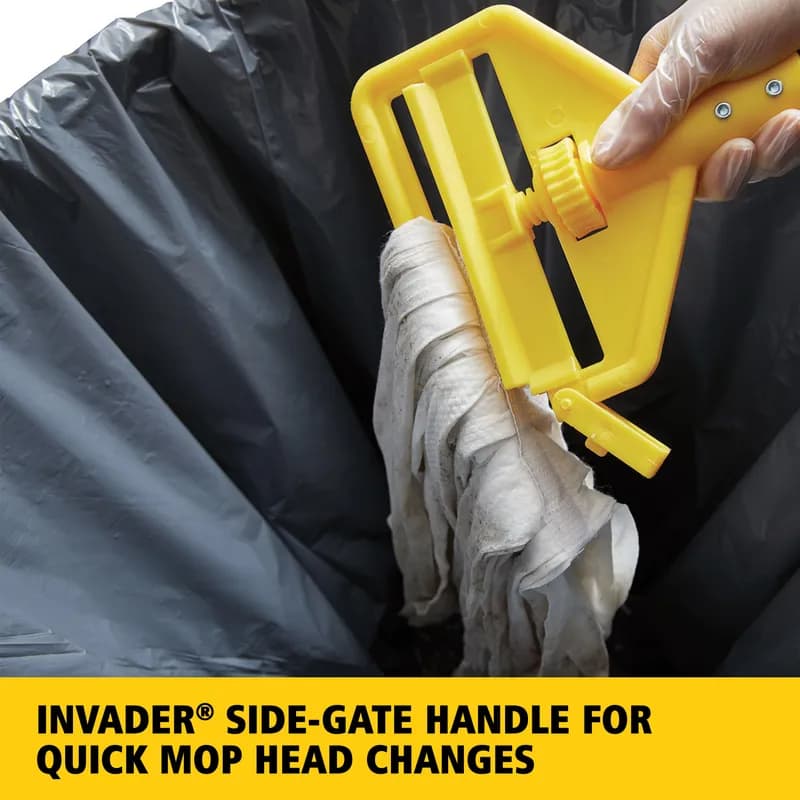 Invader® Mop Handle 60IN Gray Yellow Fiberglass Side Gate 1/Each