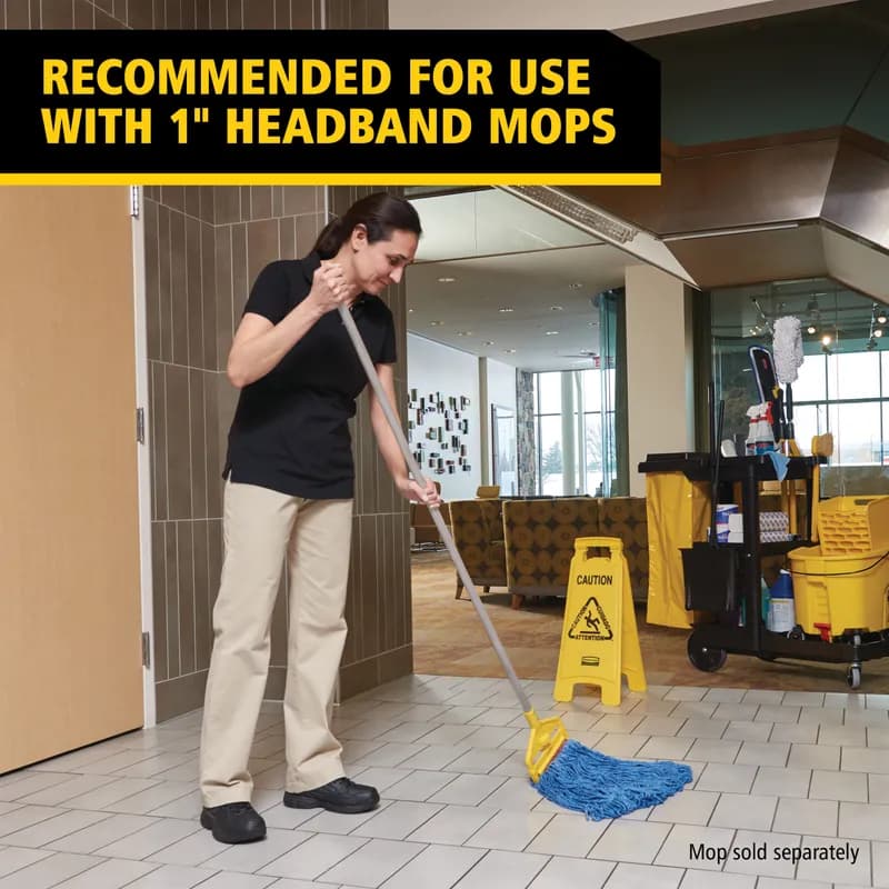 Invader® Mop Handle 60IN Gray Yellow Fiberglass Side Gate 1/Each