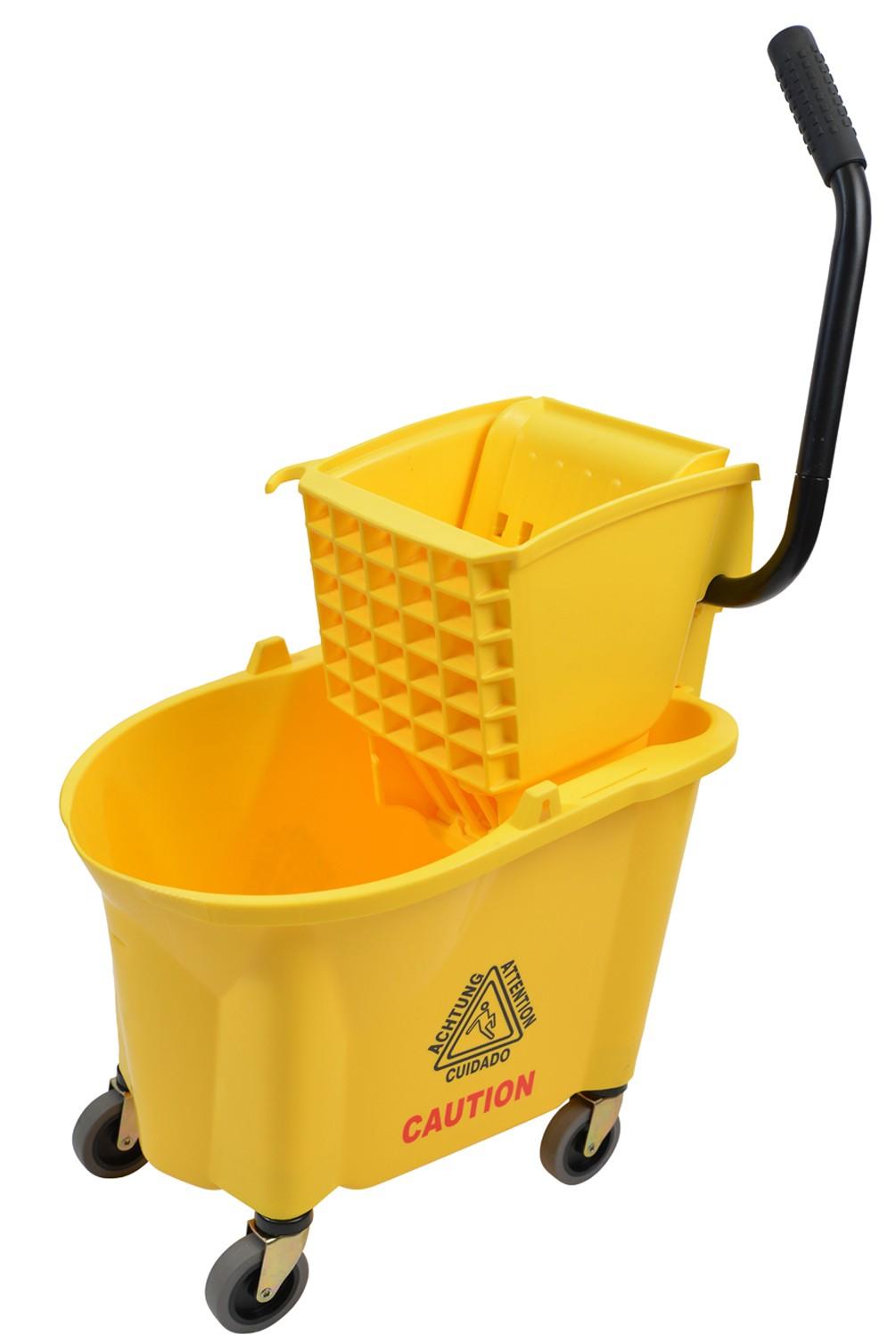 Mop Bucket & Wringer 26 QT Plastic Yellow Side Press 1/Each