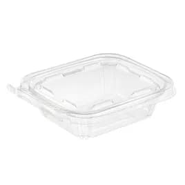 Safe-T-Fresh® Deli Container Hinged With Flat Lid 8 OZ RPET Clear Rectangle 240/Case