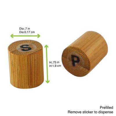Salt & Pepper Shaker Mini 0.7X0.75 IN Bamboo Natural Prefilled Reusable 100 Count/Case