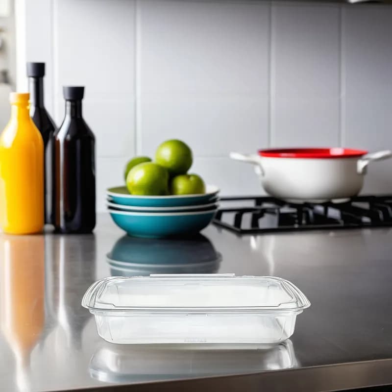 Crystal Seal® Deli Container Hinged 38 OZ PET Clear Rectangle 110/Case