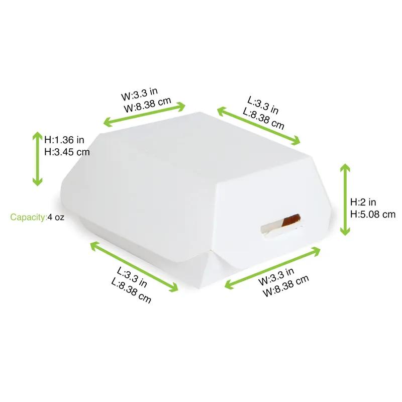 Min Slider Take-Out Box 3.3X3.3X2 IN Corrugated Paperboard White Square 50 Count/Pack 10 Packs/Case 500 Count/Case