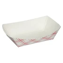 Food Tray 0.25 LB Paper White Red Rectangle 1000/Case