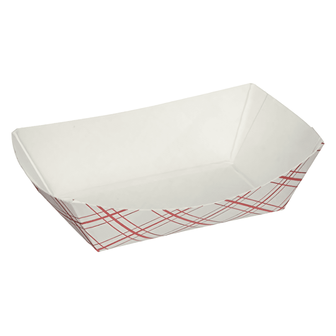 Food Tray 0.25 LB Paper White Red Rectangle 1000/Case
