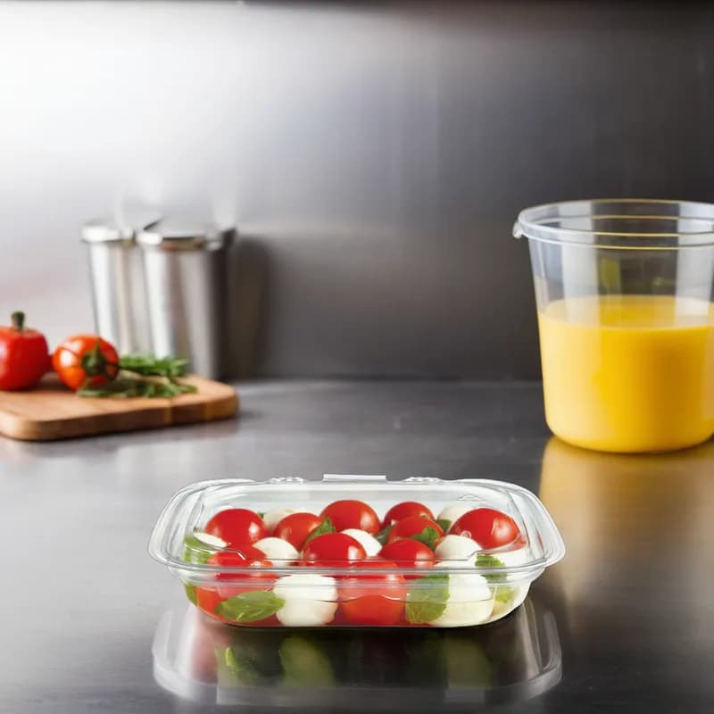 Crystal Seal® Deli Container Hinged With Dome Lid 13 OZ PET Clear Rectangle 200/Case