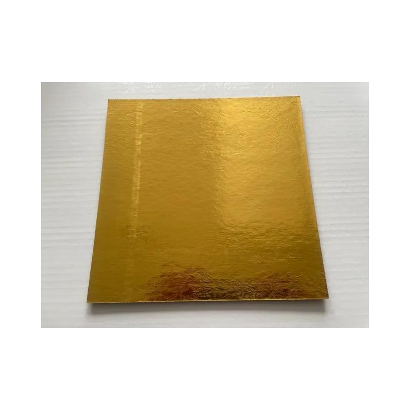 Cake Board 8X8 IN Paperboard Gold Square Straight Edge Embossed 200/Case