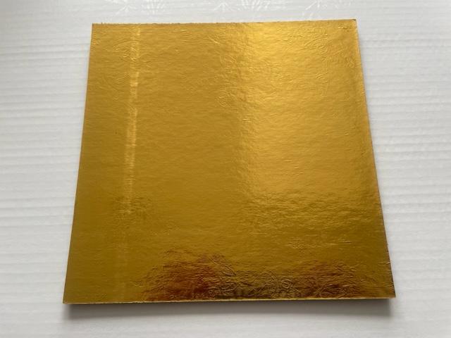 Cake Board 8X8 IN Paperboard Gold Square Straight Edge Embossed 200/Case