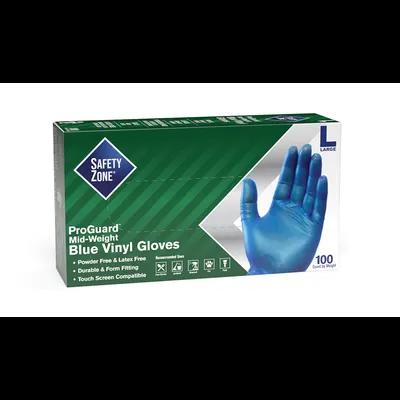 Gloves Medium (MED) Blue Vinyl Powder-Free 100 Count/Pack 10 Packs/Case