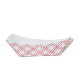 Food Tray 2.5 LB Paper White Red Rectangle 500/Case