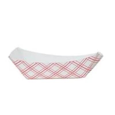 Food Tray 2.5 LB Paper White Red Rectangle 500/Case