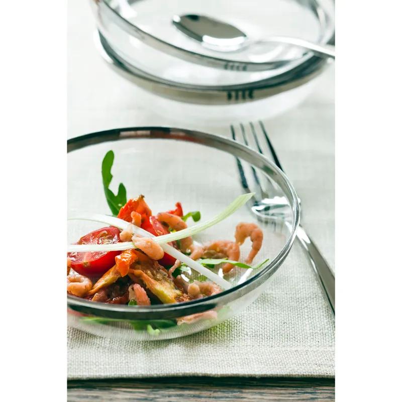 Bowl Small (SM) PS Clear Round With Silver Trim 144/Case