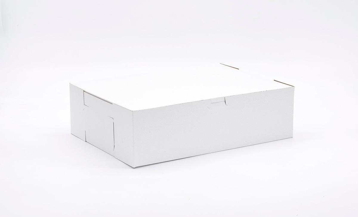 Easy Lock Cake Box 14X10X4 IN SUS Paperboard CRB White Rectangle Lock Corner 1-Piece 100/Bundle