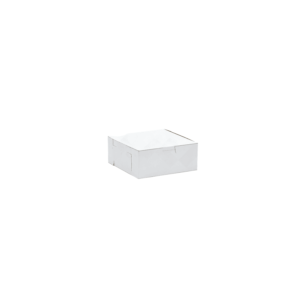 Easy Lock Cake Box 6X6X2.5 IN SUS Paperboard CRB White Square Lock Corner 1-Piece 250/Bundle