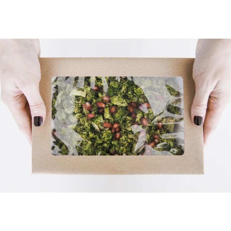 Take-Out Box Base & Lid Combo 9X6X2 IN Corrugated Cardboard Kraft With Window 50 Count/Pack 4 Packs/Case 200 Count/Case