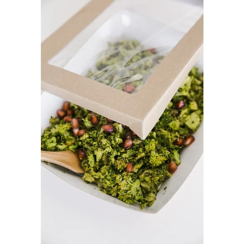 Take-Out Box Base & Lid Combo 9X6X2 IN Corrugated Cardboard Kraft With Window 50 Count/Pack 4 Packs/Case 200 Count/Case