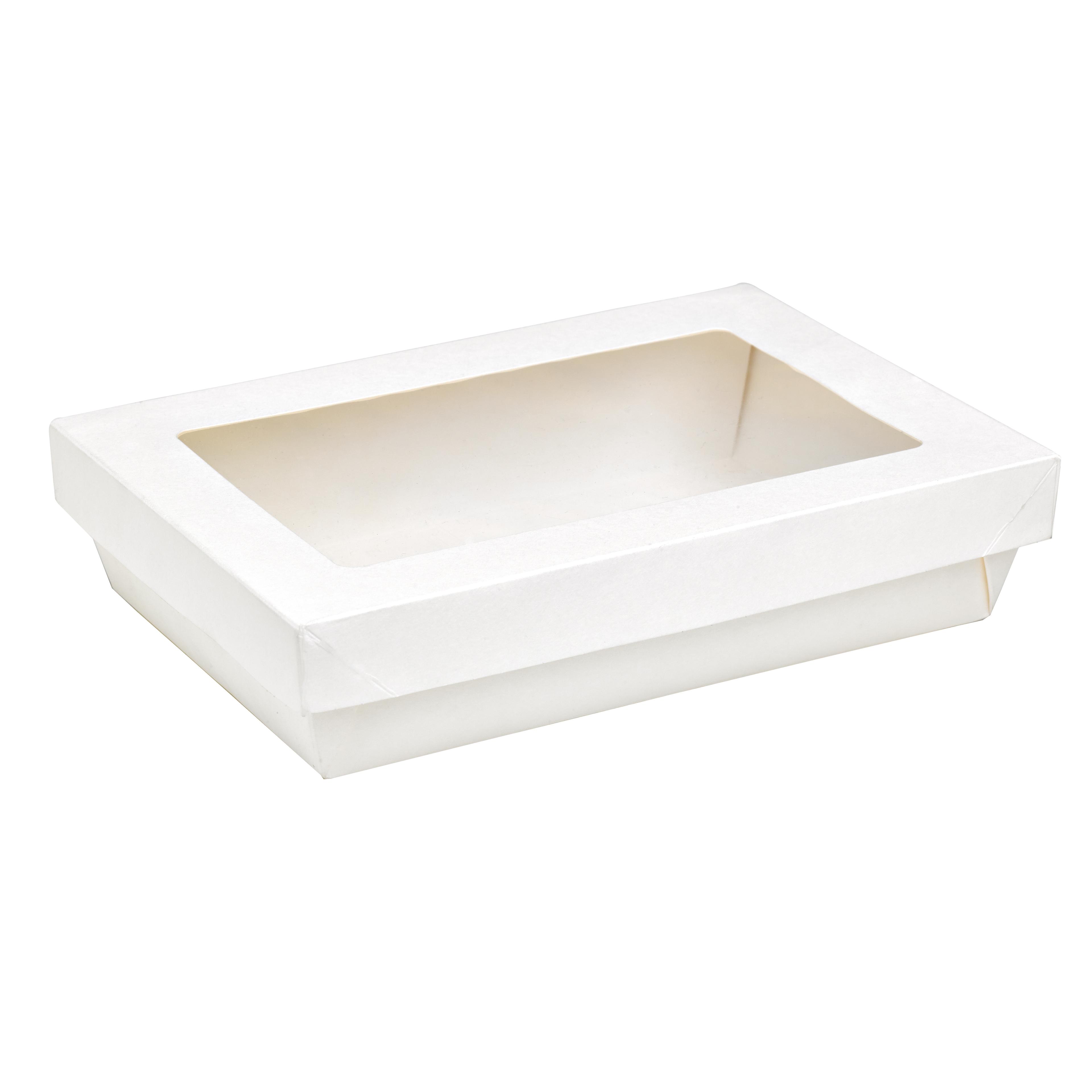 Take-Out Box 8.8X6.1X2 IN Corrugated Cardboard White With Window 50 Count/Pack 4 Packs/Case 200 Count/Case